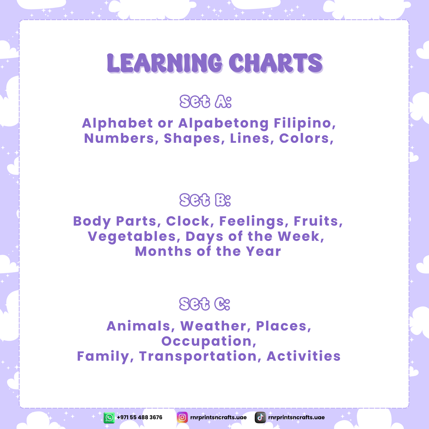 Learning Charts for Preschoolers
