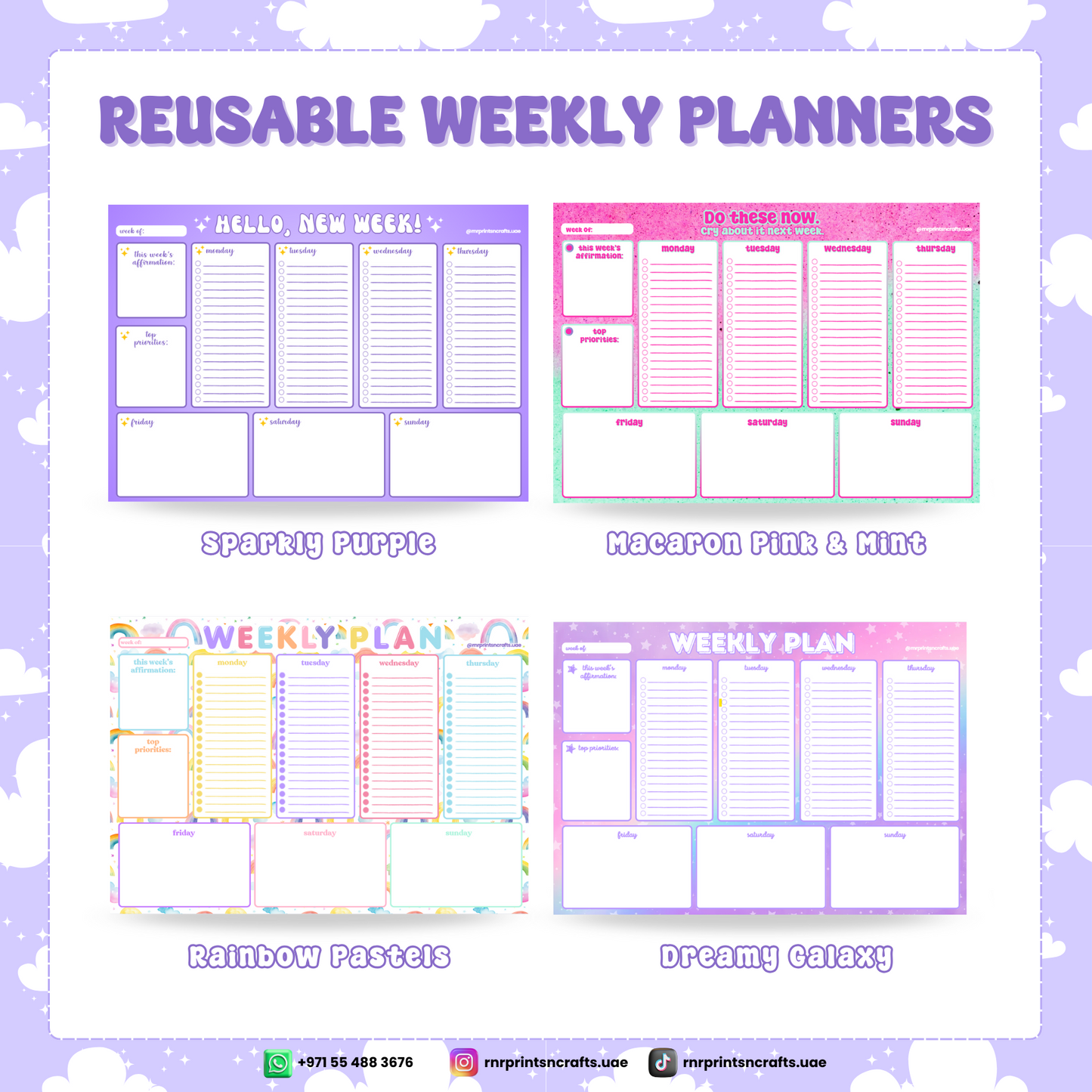 Reusable Weekly Planners